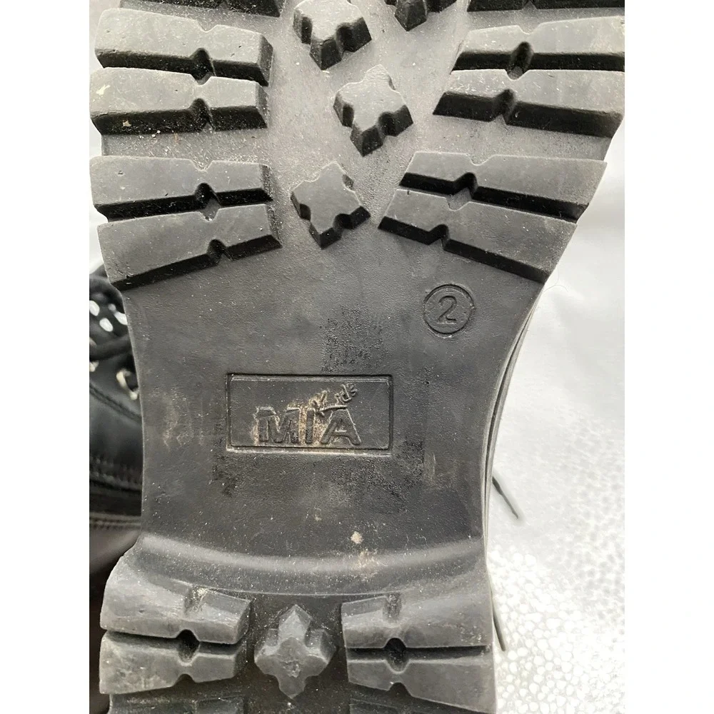 MIA Girls Black Lace-Up Zip Combat Comfort Ankle Boots‎ Size 2